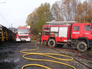 Los bomberos del Consorcio colaboran en la extinción de un incendio en una cinta transportadora de carbón en Endesa
