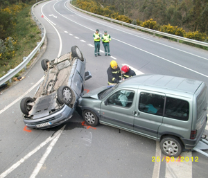 Accidente de tráfico ocurrido en la parroquia de Soandres, en el Ayuntamiento de Laracha